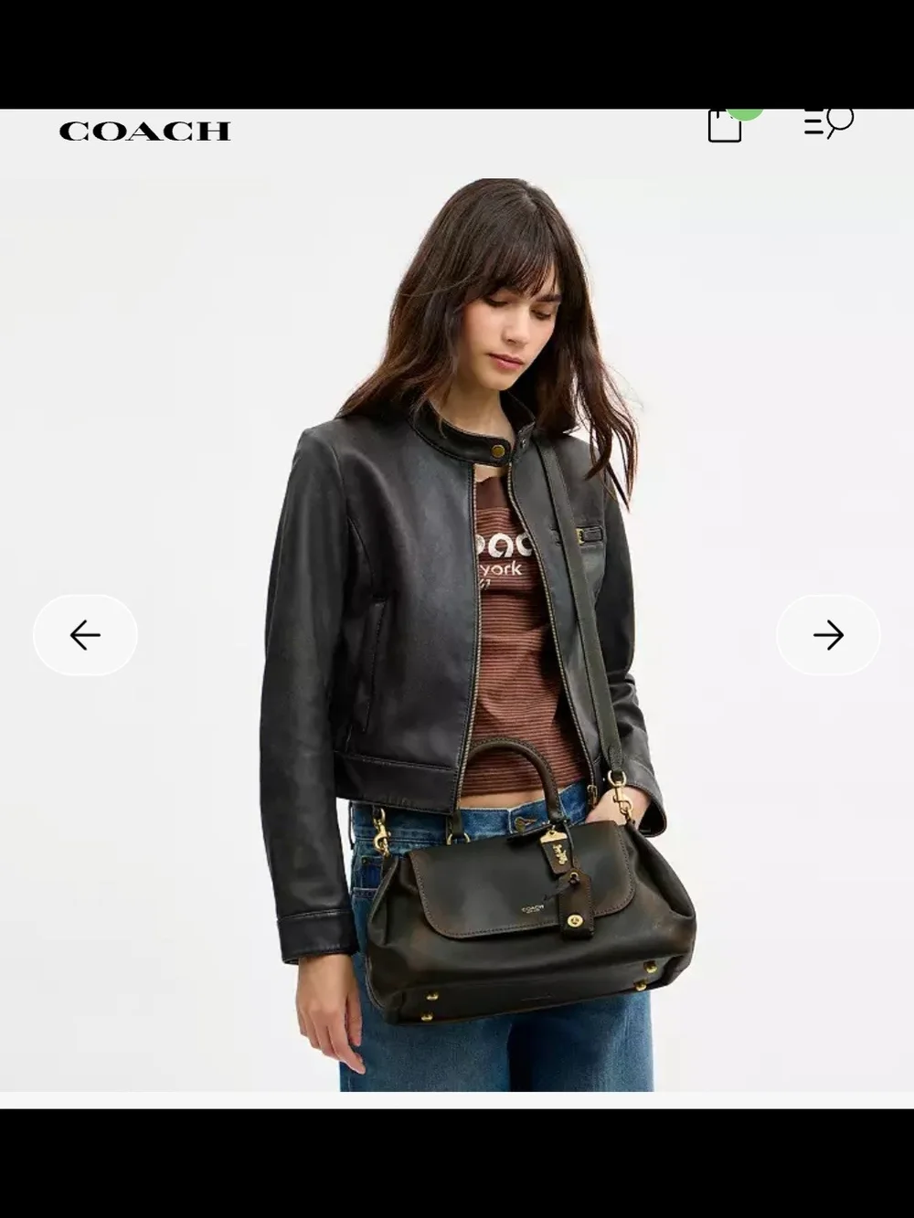 New Coach Slouchy rogue Green loved Leather Top Handle Bag